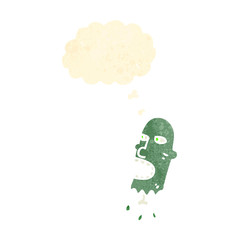 spooky retro cartoon zombie head