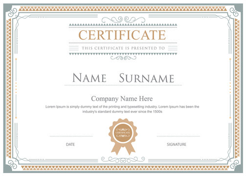 Certificate flourishes elegant vector template
