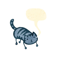 retro cartoon cute cat with speech bubble