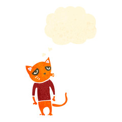 retro cartoon cat with thought bubble