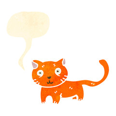 retro cartoon cat with speech bubble
