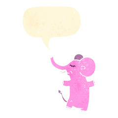 retro cartoon pink elephant with speech bubble