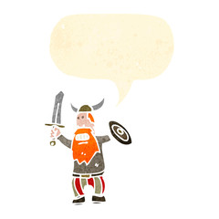 retro cartoon viking with speech bubble