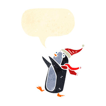 happy retro cartoon penguin