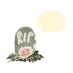 child's drawing of a zombie rising from grave