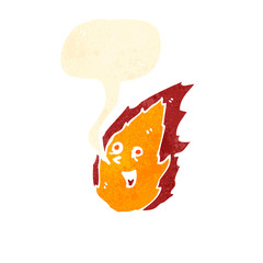 retro cartoon fire with speech bubble
