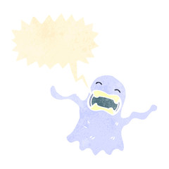 retro cartoon shrieking ghost