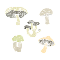 retro cartoon mushrooms