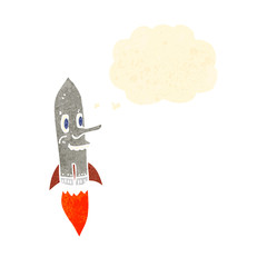 cartoon rocket with face
