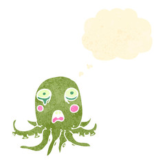 cartoon octopus with thought bubble