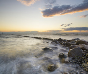 sea landscape, coast of Rügen after sunset