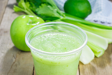 Green smoothie with apple, celery and lime