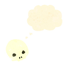 retro cartoon skull with thought bubble
