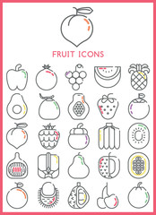 Fruit icons set vector