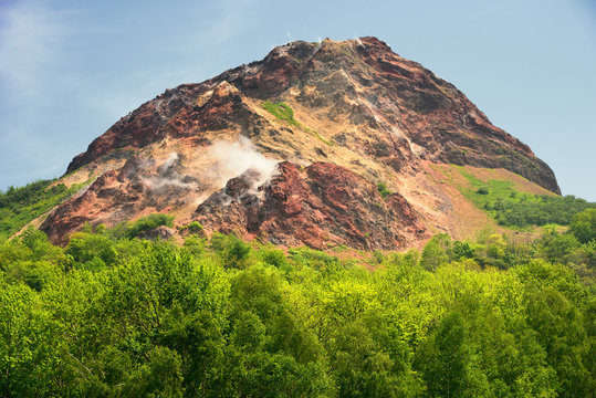 View of active volcano, Usu-zan, Hokkaido, Japan