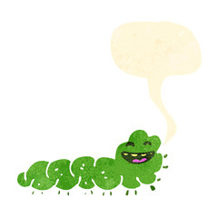 retro cartoon caterpillar with speech bubble