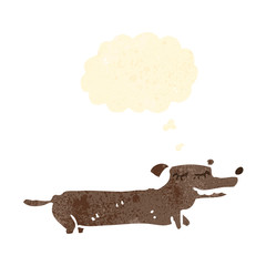 retro cartoon dog with thought bubble