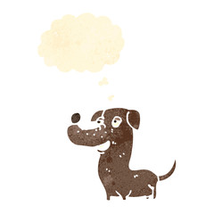 retro cartoon dog with thought bubble