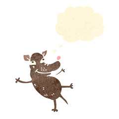 retro cartoon dog with thought bubble