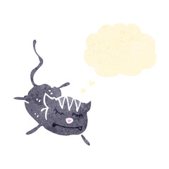 retro cartoon cat with thought bubble