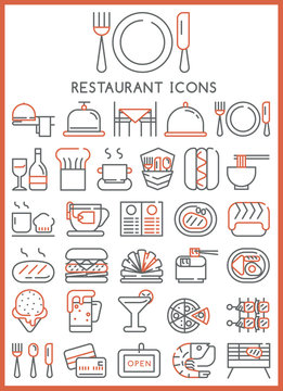 Restaurant icons set