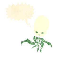 retro cartoon halloween skull octopus