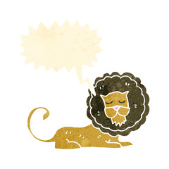 retro cartoon lion with speech bubble