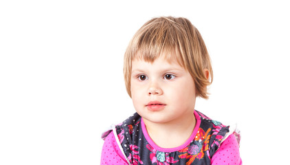 Cute Caucasian blond baby girl Girl isolated portrait