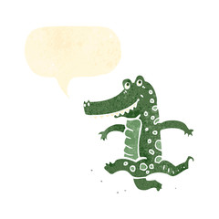 retro cartoon dancing crocodile