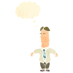 retro cartoon boring office worker with thought bubble