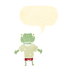 cartoon frog with speech bubble,