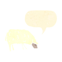 retro cartoon sheep with speech bubble