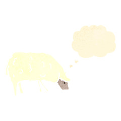 retro cartoon sheep with thought bubble
