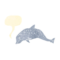 dolphin retro illusration with speech bubble