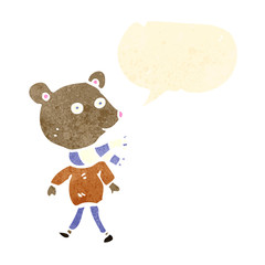 retro cartoon bear in clothes