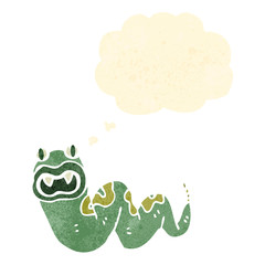 retro cartoon snake with thought bubble