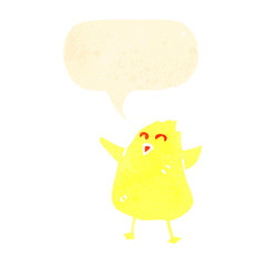 retro cartoon chick with speech bubble