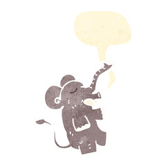 retro cartoon elephant with speech bubble