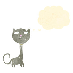 retro cartoon cat with thought bubble