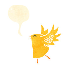 retro cartoon bird with speech bubble