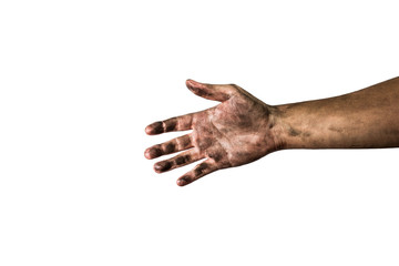 dirty hand isolated on white background - Powered by Adobe