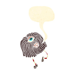 retro cartoon hairy monster