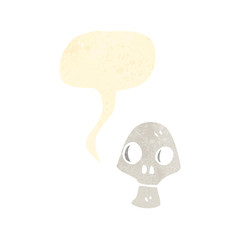 retro cartoon skull with speech bubble