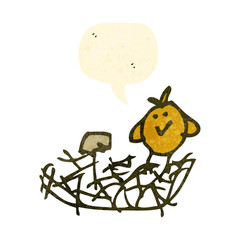 child's drawing of a bird in nest