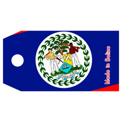 vector illustration of Belize flag on price tag with word Made i
