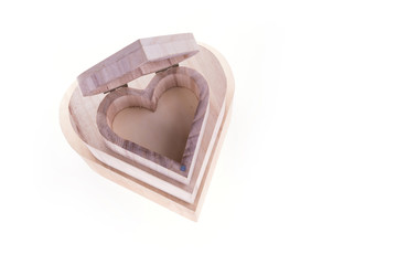 heart wood box of love isolated on white background