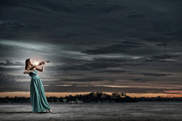Elegant violinist player