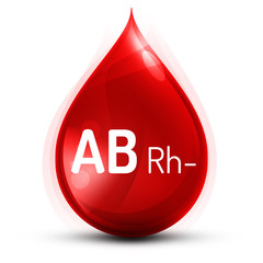 Ilustracja kropli z grupą krwi AB Rh- - obrazy, fototapety, plakaty