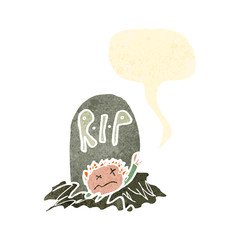 child's drawing of a zombie rising from grave