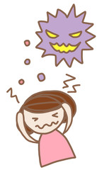 風邪の人物イラスト｜頭痛